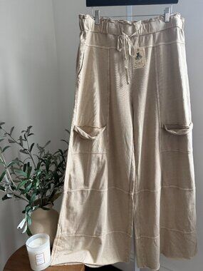 EASEL MINERAL WASHED TERRY KNIT PANTS 100% COTTON